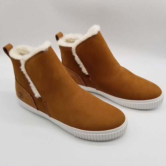 Timberland Women's Skyla Bay Pull On Boots Size 8.5 Brown Suede  Fur Trim - Picture 4 of 7